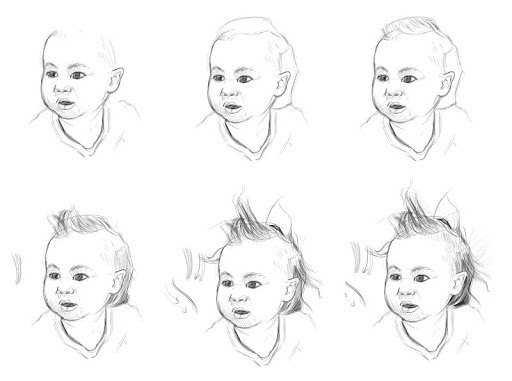 croquis de cheveux d'enfant