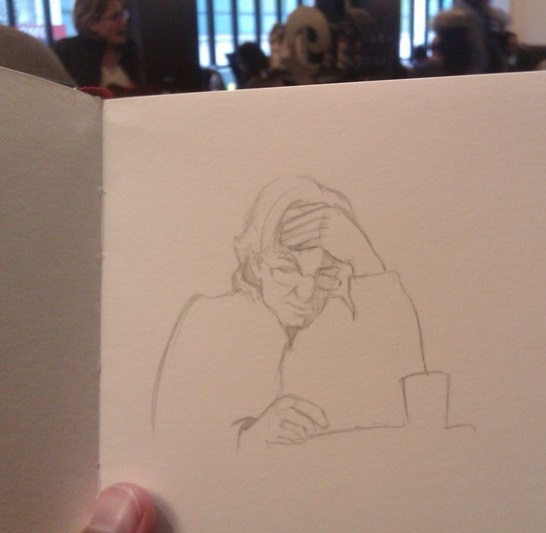 Un des portraits dessiné dans un café