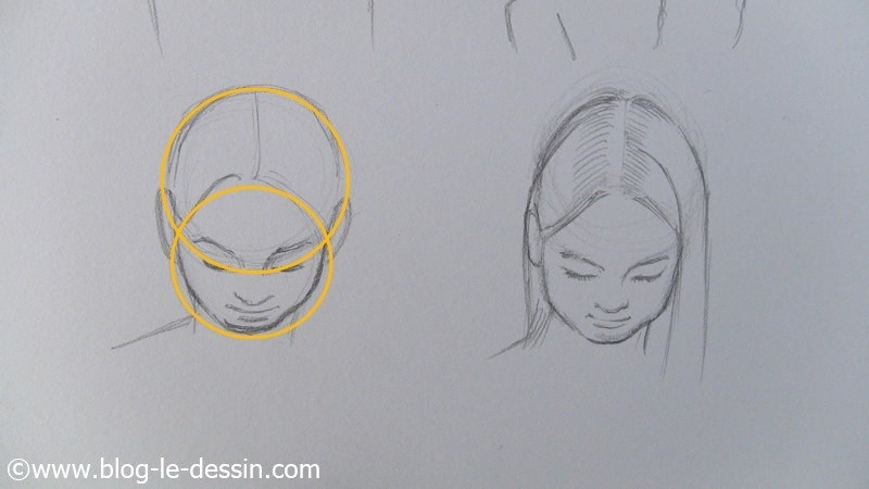 apprendre a dessiner les visages en utilisant deux cercles