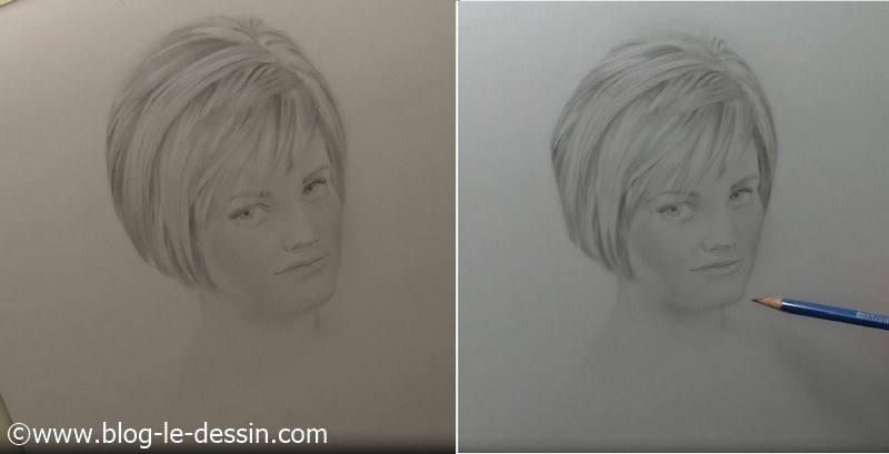 Voici le résultat une fois que l'on compare les deux portraits. Ça vaut le coup d'appliquer cette astuce lorsque l'on apprend à dessiner un visage.