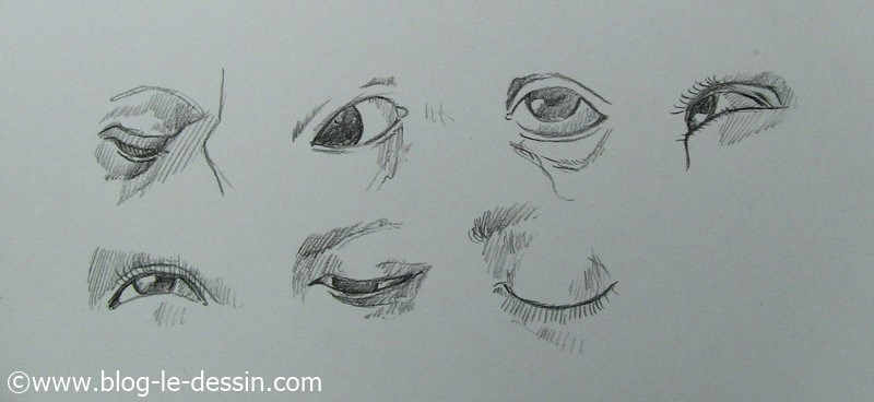planche exemples comment dessiner les yeux