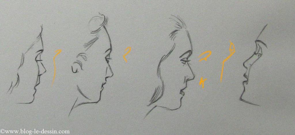 dessiner visage 3-4 raccourcis