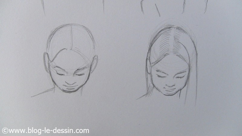 tracez deux cercles pour apprendre a dessiner les visages penches en avant