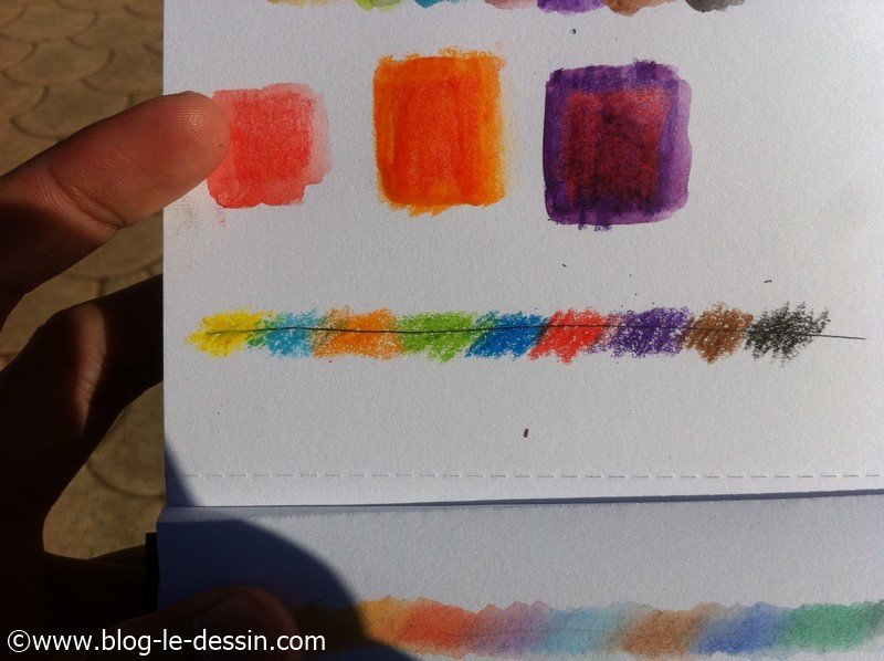 crayons aquarelle test carres dilues