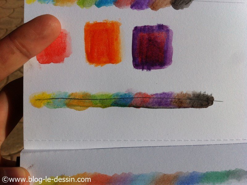 crayons aquarelle test degrade feutre