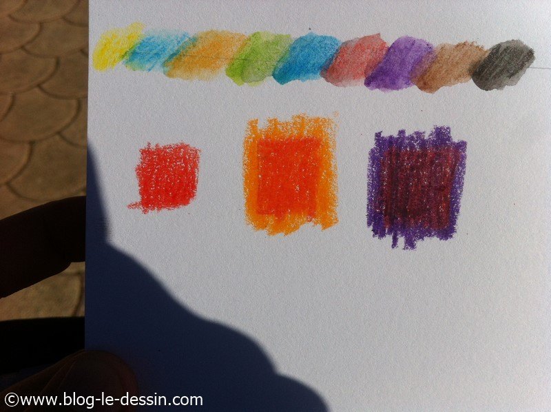 crayons aquarelle test carres