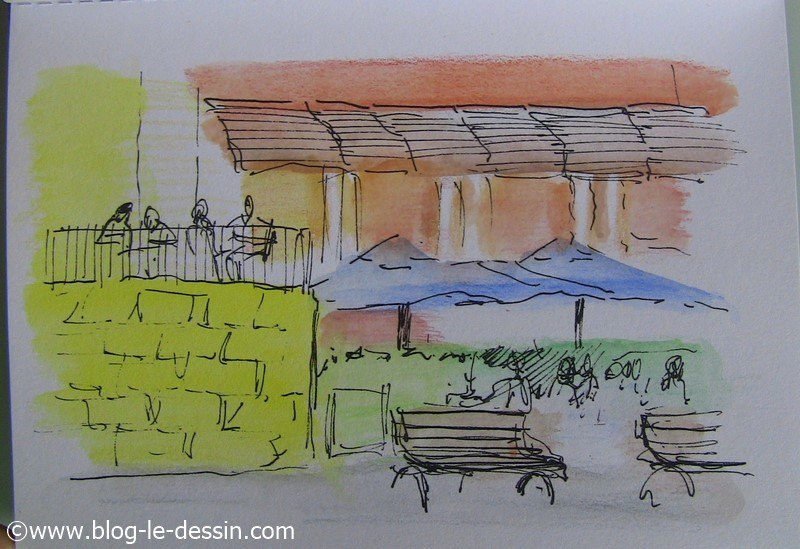 croquis crayon aquarelle