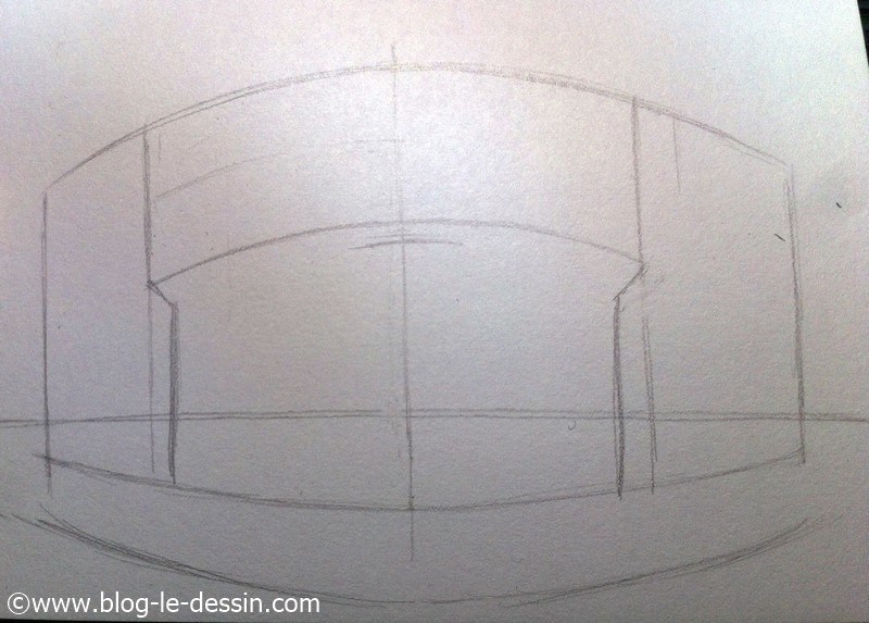 apprendre a dessiner perspective segment horizontaux du toit
