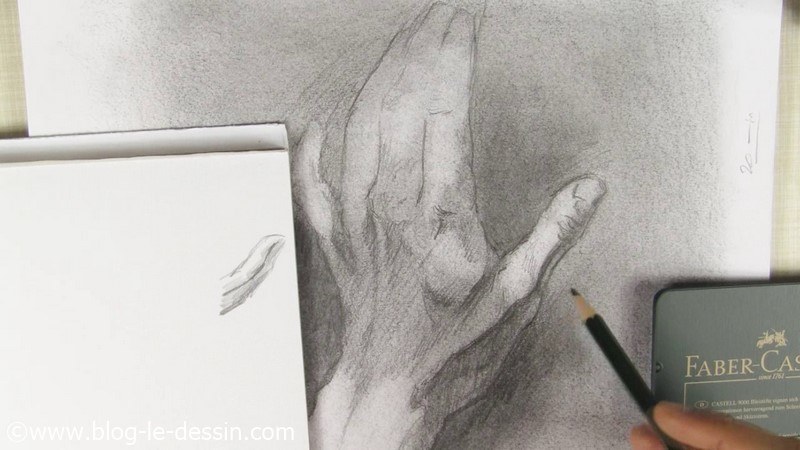 tendons relief dessin mains graphite ouverte dos