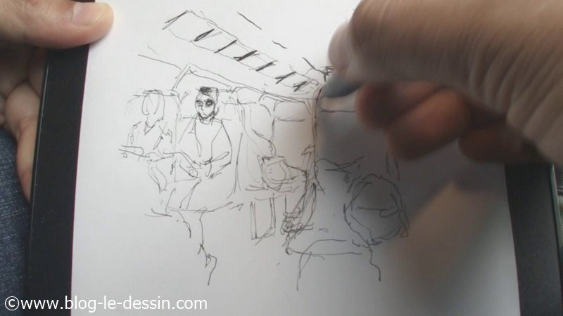 Image croquis feutre train interieur