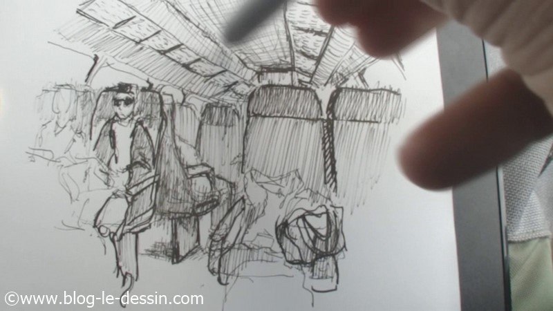 illustration croquis train voyage paris au feutre noir