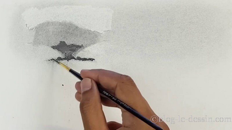 résultat eau et poudre graphite sur la feuille