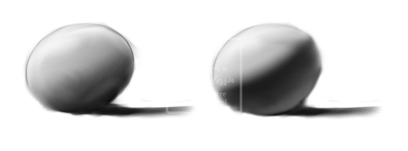 2 sphères pour illustrer les dégradés des ombres