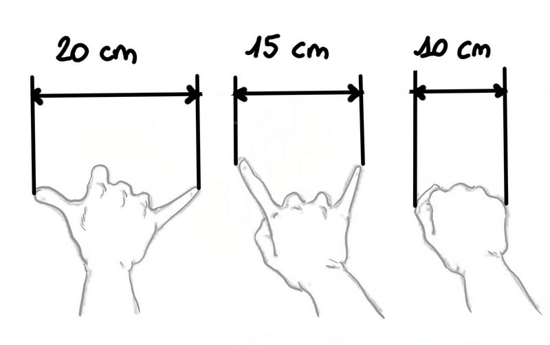 mesures de 10,15 et 20 cm